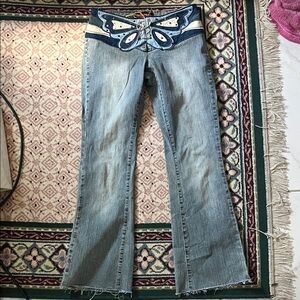Dollhouse Blue Flare Jeans with Butterfly Design